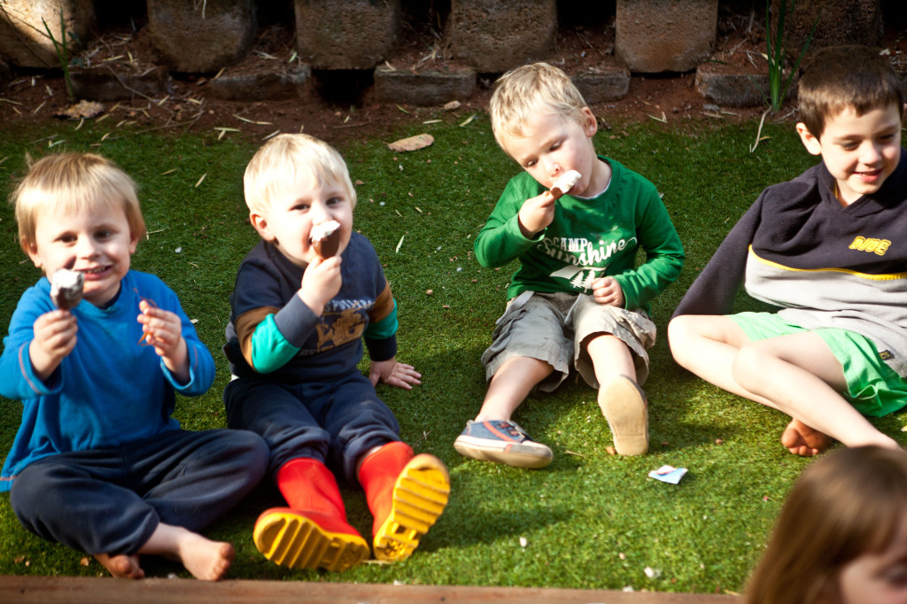 Boys eating ice creams